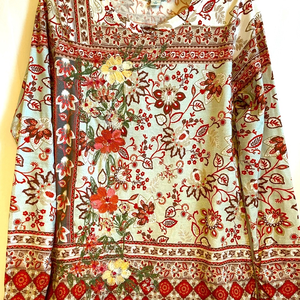 Cotton Blend Embroidered Tee Shirt